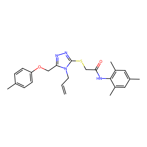 2-((4-allyl-5-((p-tolyloxy)methyl)-4H-1,2,4-triazol-3-yl)thio)-N-mesitylacetamide structure