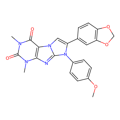7-(1,3-benzodioxol-5-yl)-6-(4-methoxyphenyl)-2,4-dimethylpurino[7,8-a]imidazole-1,3-dione structure