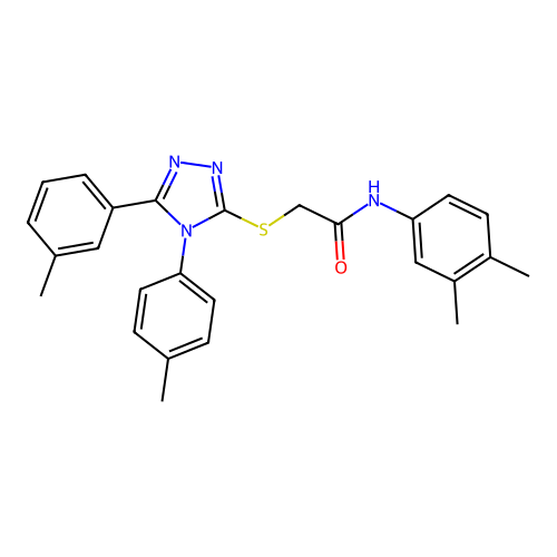 N-(3,4-dimethylphenyl)-2-{[5-(3-methylphenyl)-4-(4-methylphenyl)-4H-1,2,4-triazol-3-yl]sulfanyl}acetamide structure