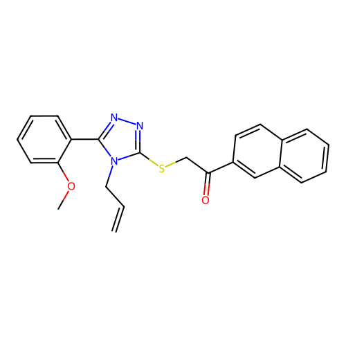 2-((4-allyl-5-(2-methoxyphenyl)-4H-1,2,4-triazol-3-yl)thio)-1-(naphthalen-2-yl)ethanone structure