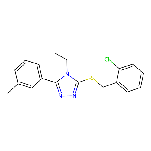 3-[(2-Chlorophenyl)methylthio]-4-ethyl-5-(3-methylphenyl)-1,2,4-triazole structure