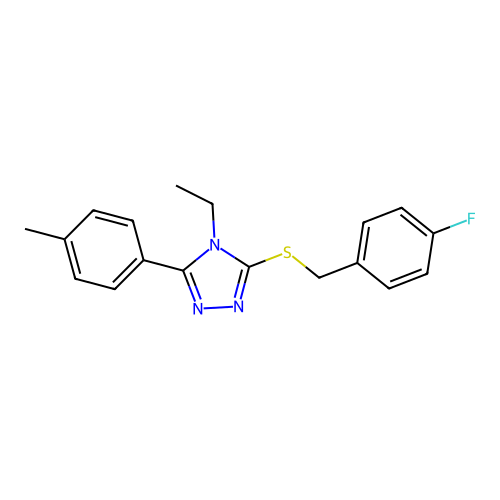 4-Ethyl-3-[(4-fluorophenyl)methylthio]-5-(4-methylphenyl)-1,2,4-triazole structure