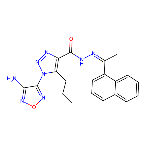 (Z)-1-(4-amino-1,2,5-oxadiazol-3-yl)-N'-(1-(naphthalen-1-yl)ethylidene)-5-propyl-1H-1,2,3-triazole-4-carbohydrazide structure