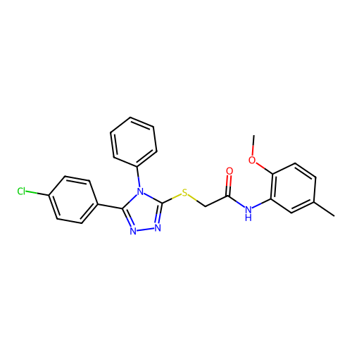 2-{[5-(4-chlorophenyl)-4-phenyl-4H-1,2,4-triazol-3-yl]sulfanyl}-N-(2-methoxy-5-methylphenyl)acetamide structure