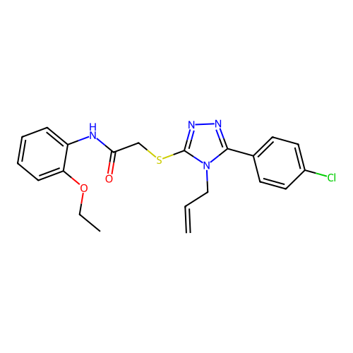 2-[[5-(4-chlorophenyl)-4-prop-2-enyl-1,2,4-triazol-3-yl]sulfanyl]-N-(2-ethoxyphenyl)acetamide structure