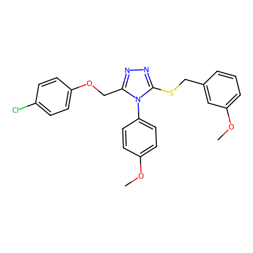 3-[(4-chlorophenoxy)methyl]-4-(4-methoxyphenyl)-5-[(3-methoxyphenyl)methylsulfanyl]-1,2,4-triazole structure