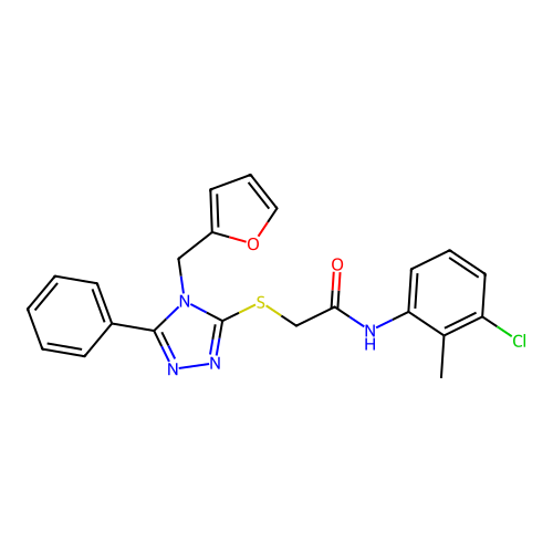 N-(3-chloro-2-methylphenyl)-2-{[4-(furan-2-ylmethyl)-5-phenyl-4H-1,2,4-triazol-3-yl]sulfanyl}acetamide structure