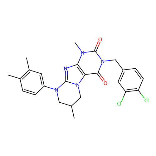3-(3,4-dichlorobenzyl)-9-(3,4-dimethylphenyl)-1,7-dimethyl-6,7,8,9-tetrahydropyrimido[2,1-f]purine-2,4(1H,3H)-dione structure