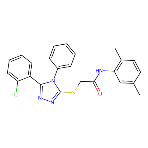 2-[[5-(2-chlorophenyl)-4-phenyl-1,2,4-triazol-3-yl]sulfanyl]-N-(2,5-dimethylphenyl)acetamide structure