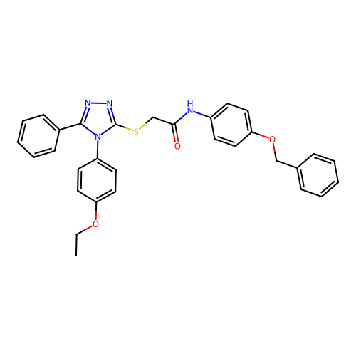 2-[[4-(4-ethoxyphenyl)-5-phenyl-1,2,4-triazol-3-yl]sulfanyl]-N-(4-phenylmethoxyphenyl)acetamide structure