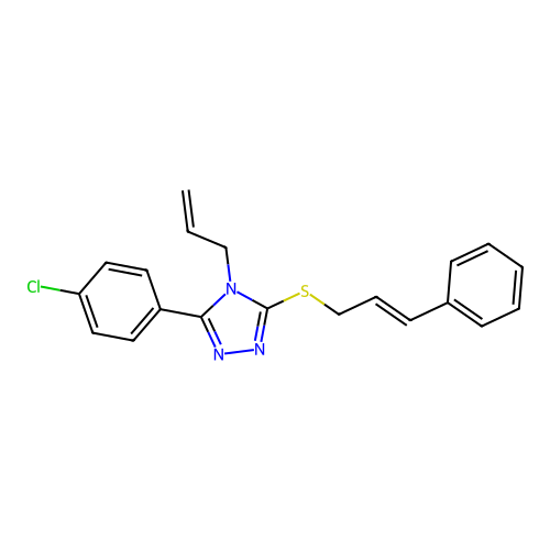 4-allyl-3-(4-chlorophenyl)-5-(cinnamylthio)-4H-1,2,4-triazole structure