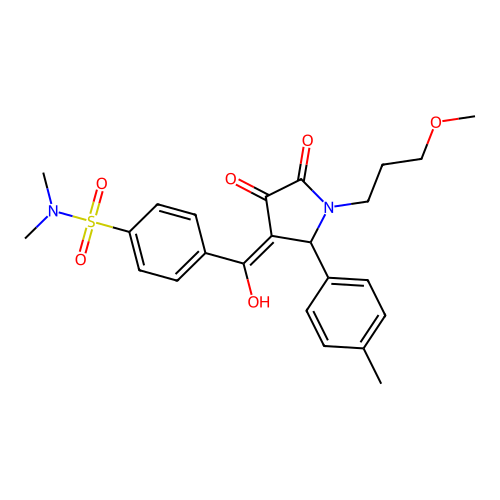 4-(4-hydroxy-1-(3-methoxypropyl)-5-oxo-2-(p-tolyl)-2,5-dihydro-1H-pyrrole-3-carbonyl)-N,N-dimethylbenzenesulfonamide structure
