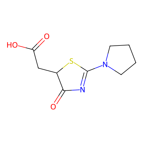 2-(4-Oxo-2-(pyrrolidin-1-yl)-4,5-dihydro-1,3-thiazol-5-yl)acetic acid structure