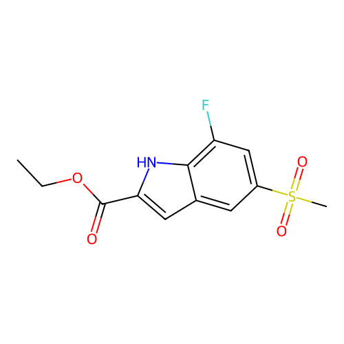ethyl 7-fluoro-5-(methylsulfonyl)-1H-indole-2-carboxylate structure