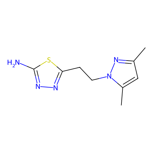 5-[2-(3,5-Dimethyl-1H-pyrazol-1-YL)ethyl]-1,3,4-thiadiazol-2-amine structure