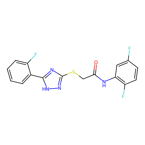N-(2,5-difluorophenyl)-2-[[5-(2-fluorophenyl)-1H-1,2,4-triazol-3-yl]sulfanyl]acetamide structure