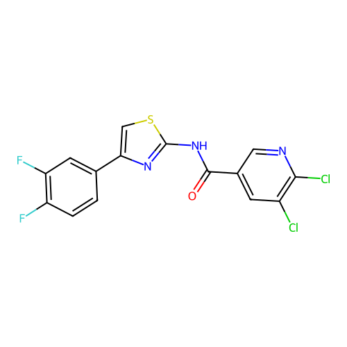5,6-dichloro-N-[4-(3,4-difluorophenyl)-1,3-thiazol-2-yl]pyridine-3-carboxamide structure