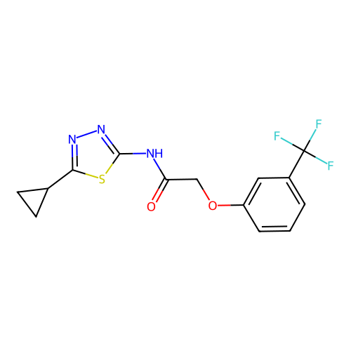 N-(5-cyclopropyl-1,3,4-thiadiazol-2-yl)-2-[3-(trifluoromethyl)phenoxy]acetamide structure