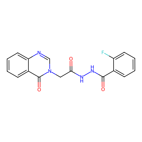 2-fluoro-N'-[2-(4-oxoquinazolin-3-yl)acetyl]benzohydrazide structure