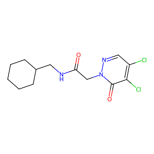 N-(cyclohexylmethyl)-2-(4,5-dichloro-6-oxopyridazin-1-yl)acetamide structure