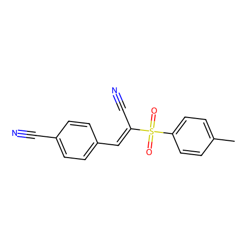 4-[2-Cyano-2-(p-tolylsulfonyl)vinyl]benzonitrile structure