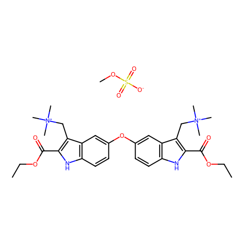 Ammonium, oxybis((2-carboxy-5,3-indolylene)methylene)bis(trimethyl-, bis(methyl sulfate), diethyl ester structure
