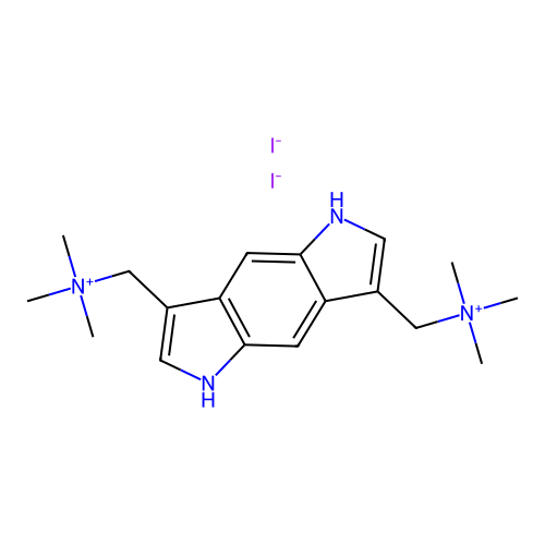 3,7-Bis(dimethylaminomethyl)-1H,5H-pyrrolo(2,3-f)indole dimethiodide structure