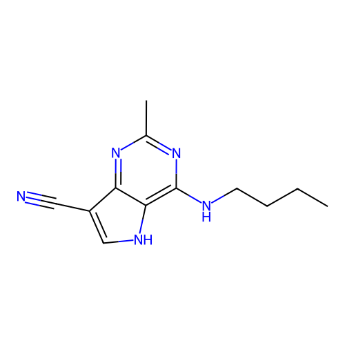 5H-Pyrrolo(3,2-d)pyrimidine-7-carbonitrile, 4-(butylamino)-2-methyl- structure