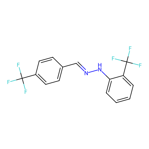 1-[2-(trifluoromethyl)phenyl]-2-{[4-(trifluoromethyl)phenyl]methylidene}hydrazine structure