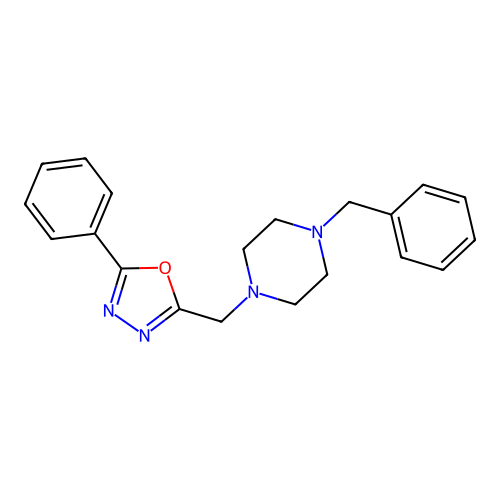 1-Benzyl-4-[(5-phenyl-1,3,4-oxadiazol-2-yl)methyl]piperazine structure