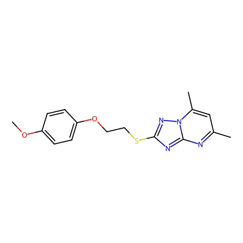2-[2-(4-methoxyphenoxy)ethylsulfanyl]-5,7-dimethyl-[1,2,4]triazolo[1,5-a]pyrimidine structure