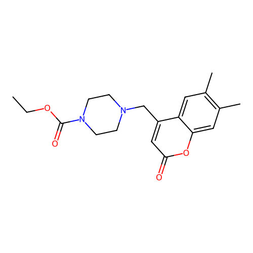 ethyl 4-[(6,7-dimethyl-2-oxo-2H-chromen-4-yl)methyl]piperazine-1-carboxylate structure
