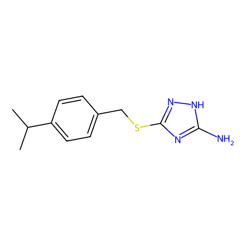 3-[(4-propan-2-ylphenyl)methylsulfanyl]-1H-1,2,4-triazol-5-amine structure