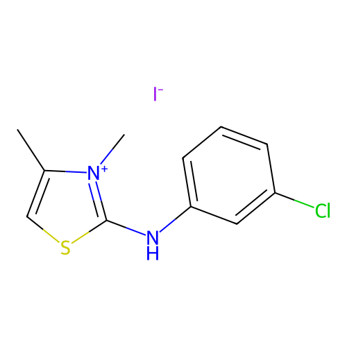 2-(3-Chloroanilino)-3,4-dimethyl-1,3-thiazol-3-ium iodide structure