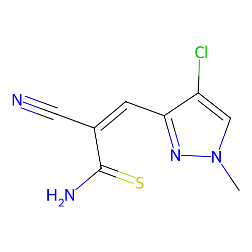 3-(4-Chloro-1-methylpyrazol-3-yl)-2-cyanoprop-2-enethioamide structure
