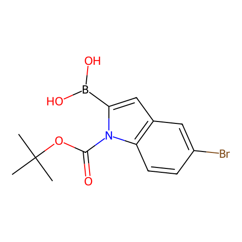 (5-Bromo-1-(tert-butoxycarbonyl)-1H-indol-2-yl)boronic acid structure