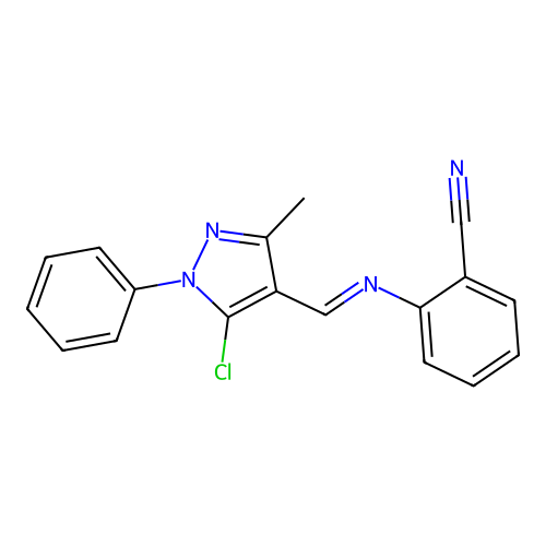 2-{[(5-chloro-3-methyl-1-phenyl-1H-pyrazol-4-yl)methylene]amino}benzonitrile structure