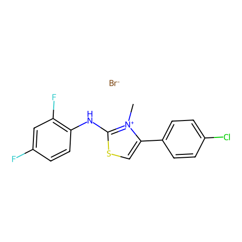 4-(4-Chlorophenyl)-2-(2,4-difluoroanilino)-3-methyl-1,3-thiazol-3-ium bromide structure