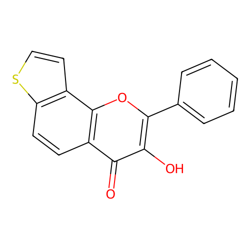 3-Hydroxy-2-phenyl-thieno[2,3-h]chromen-4-one structure