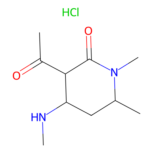 3-Acetyl-1,6-dimethyl-4-(methylamino)piperidin-2-one monohydrochloride structure