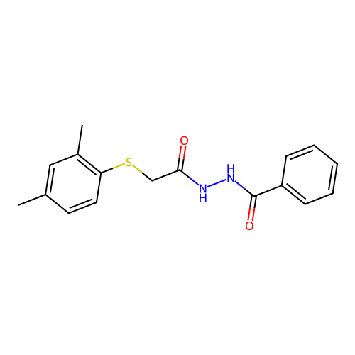 N'-[2-(2,4-dimethylphenyl)sulfanylacetyl]benzohydrazide structure