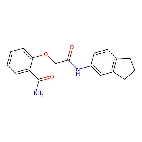 2-[2-(2,3-dihydro-1H-inden-5-ylamino)-2-oxoethoxy]benzamide structure