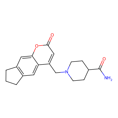 1-((2-oxo-2,6,7,8-tetrahydrocyclopenta[g]chromen-4-yl)methyl)piperidine-4-carboxamide structure