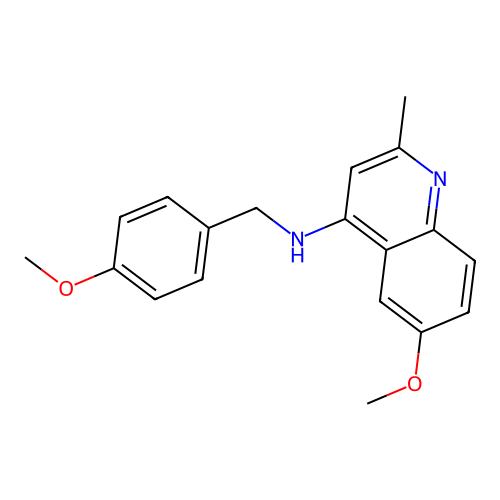 6-methoxy-N-[(4-methoxyphenyl)methyl]-2-methylquinolin-4-amine structure