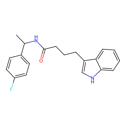 N-[1-(4-fluorophenyl)ethyl]-4-(1H-indol-3-yl)butanamide structure