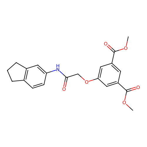 dimethyl 5-[2-(2,3-dihydro-1H-inden-5-ylamino)-2-oxoethoxy]benzene-1,3-dicarboxylate structure