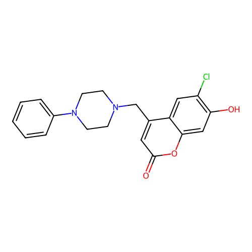 6-chloro-7-hydroxy-4-[(4-phenylpiperazin-1-yl)methyl]-2H-chromen-2-one structure