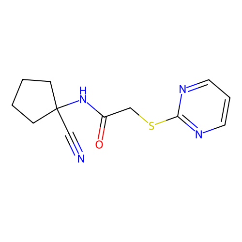 N-(1-cyanocyclopentyl)-2-(pyrimidin-2-ylsulfanyl)acetamide structure