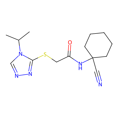 N-(1-cyanocyclohexyl)-2-{[4-(propan-2-yl)-4H-1,2,4-triazol-3-yl]sulfanyl}acetamide structure