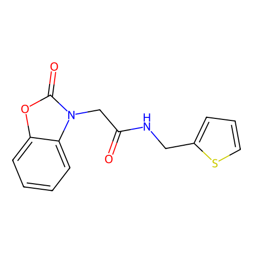 2-(2-oxo-2,3-dihydro-1,3-benzoxazol-3-yl)-N-[(thiophen-2-yl)methyl]acetamide structure